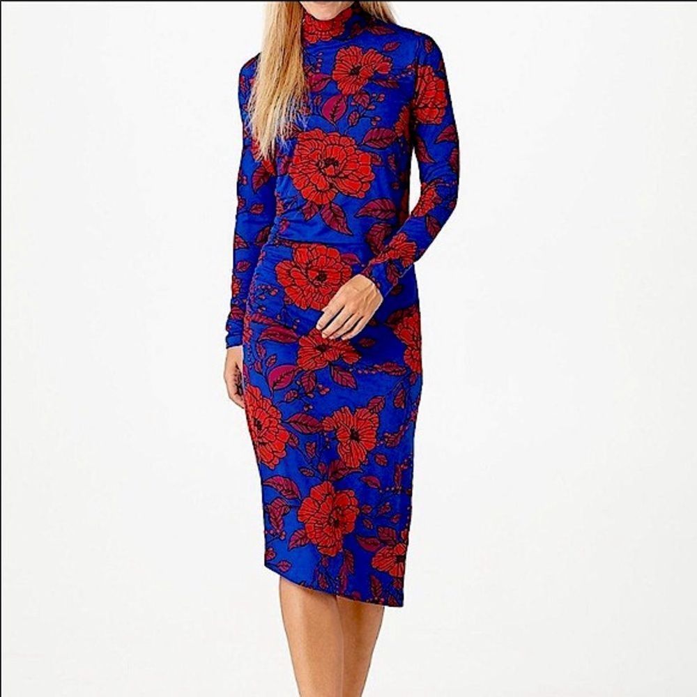 G.I.L.I. Floral Mock Neck Bodycon Dress Size X XS